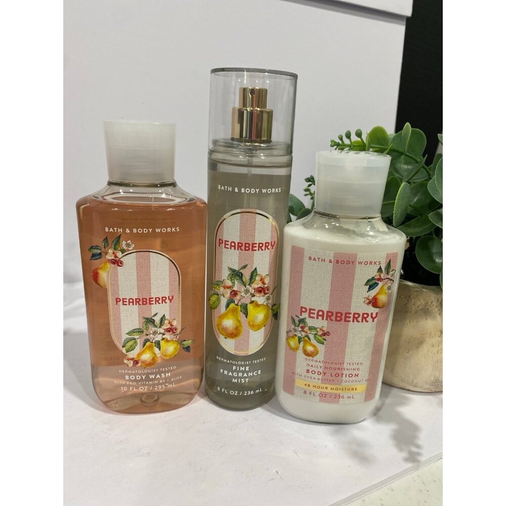 Bath & Body Works “Pearberry ” NEW 3-Pc Full Size Set
